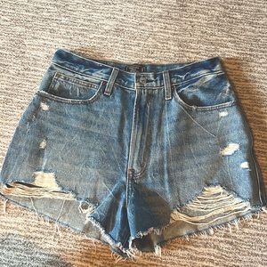 Abercrombie Natural Rise Distressed Denim Shorts